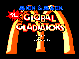 Mick & Mack as the Global Gladiators (Europe) Title Screen